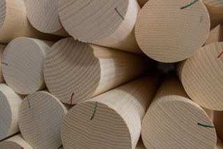 Close up view of wood billets